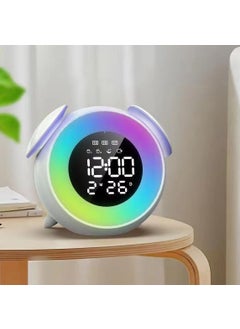 Colorful LED Alarm Clock Touch Light Bar Digital Display Bedside Clock With Sleep Mode And Countdown Timer Plastic Material Colorful charging (white)