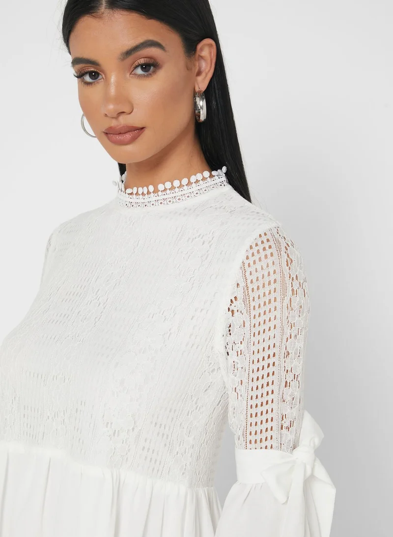 Ginger Lace Top Ruffle Sleeve Dress