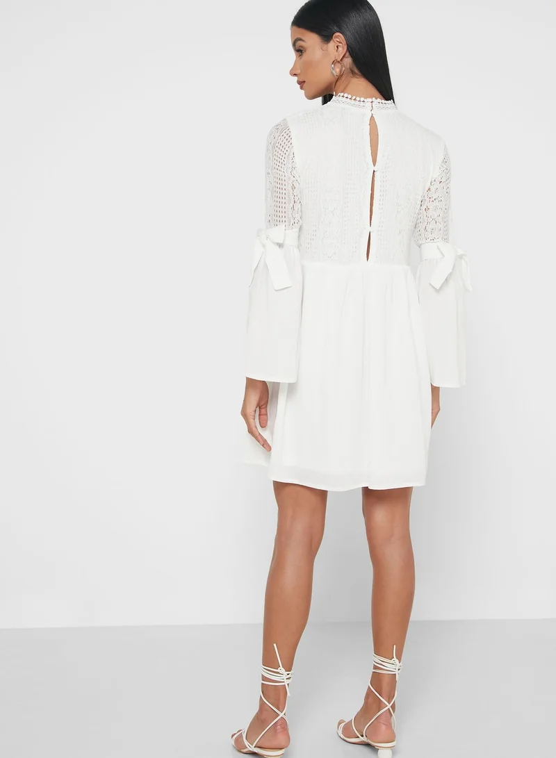 Ginger Lace Top Ruffle Sleeve Dress