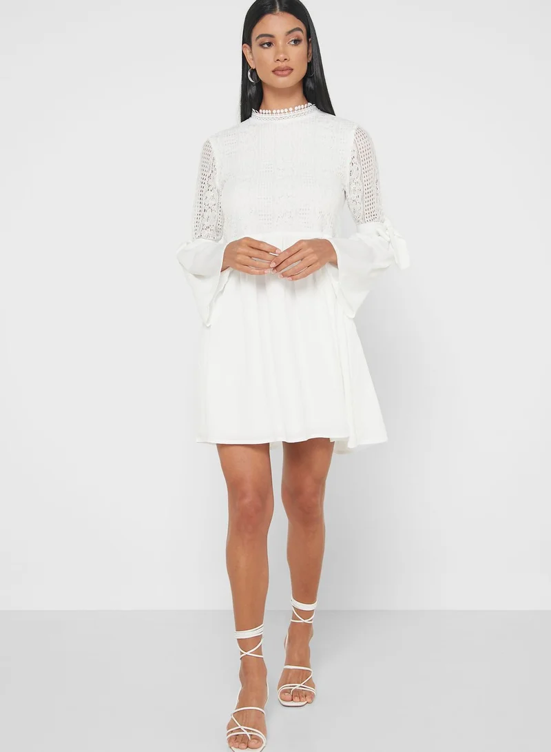 Ginger Lace Top Ruffle Sleeve Dress