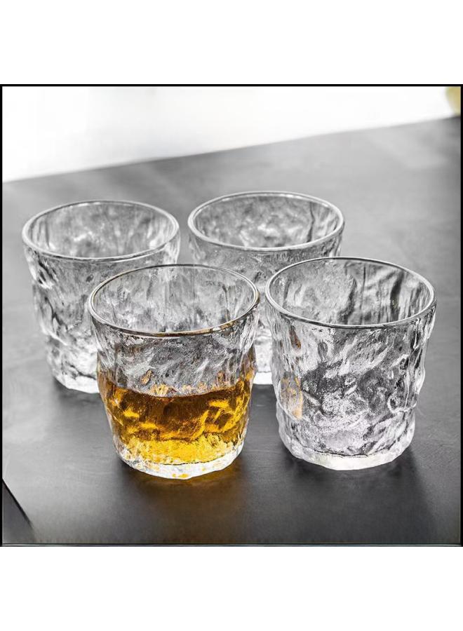 بيوينتي Glacier Pattern Glass High Appearance Value Style Water Cup Household Tea Cup Milk Tea Juice Cup Coffee Cup Beer Cup