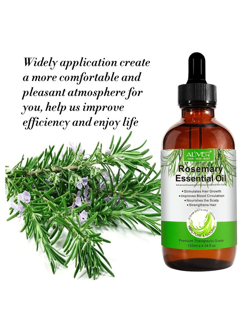 ALIVER 120 ml Rosemary Essential Oil for Hair Growth Pure Organic Rosemary Oil for Dry Damaged Hair and Growth Hair Scalp Oil Pure and Natural Premium Quality Oil Hair Loss Treatment Oil for Men and Women - Image 3