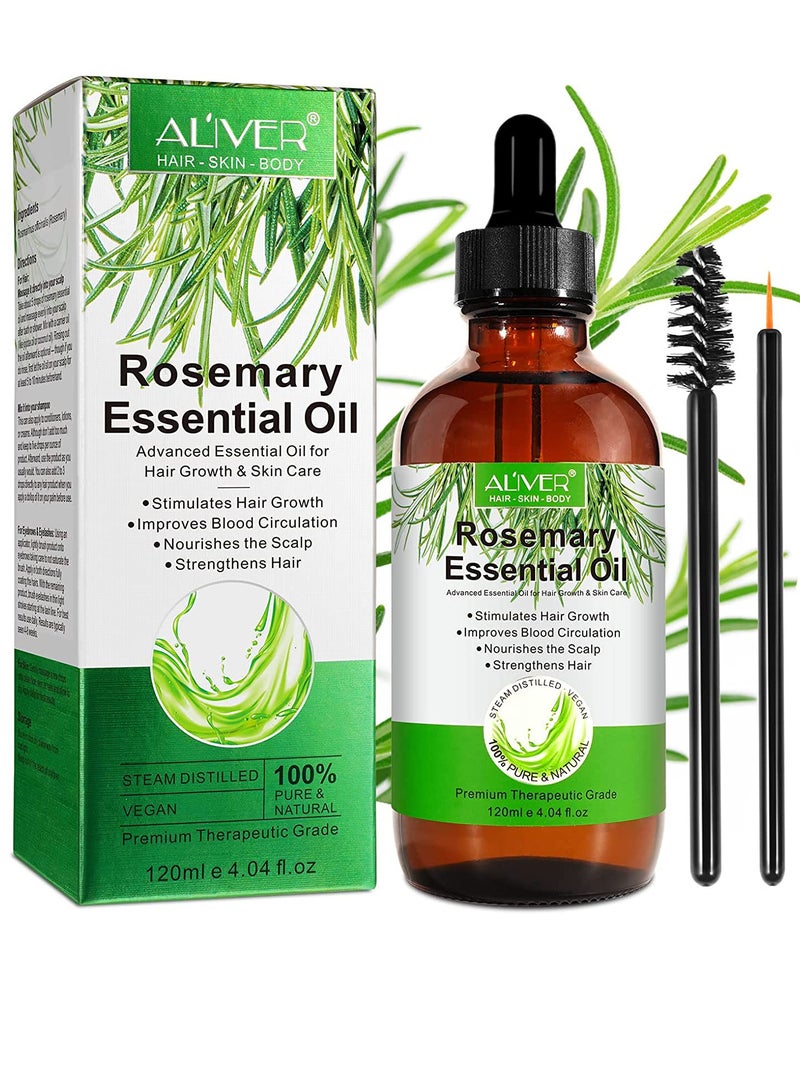 ALIVER 120 ml Rosemary Essential Oil for Hair Growth Pure Organic Rosemary Oil for Dry Damaged Hair and Growth Hair Scalp Oil Pure and Natural Premium Quality Oil Hair Loss Treatment Oil for Men and Women - Image 1