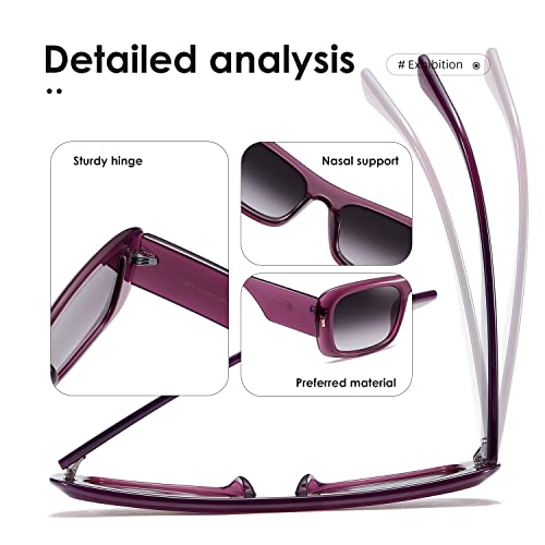 kimorn Sunglasses for Women Men Trendy Retro Fashion Sun Glasses 90’s Vintage Y2K Oversize Square Frame Shades K1337 (Purple Gradient Grey) - Image 5