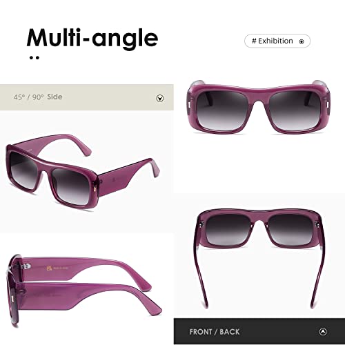 kimorn Sunglasses for Women Men Trendy Retro Fashion Sun Glasses 90’s Vintage Y2K Oversize Square Frame Shades K1337 (Purple Gradient Grey) - Image 4