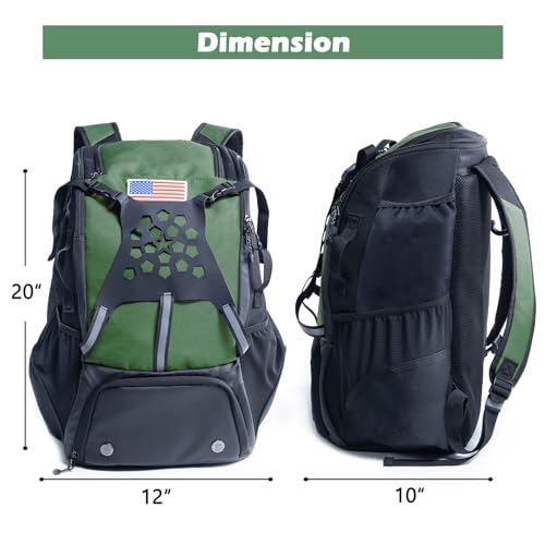 VIGEGARI Youth Baseball Bag - Bat, Glove & Helmet Holder, Shoes Compartment, Softball & T-Ball Equipment Accessory - Image 2