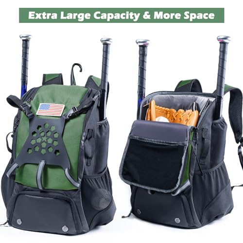 VIGEGARI Youth Baseball Bag - Bat, Glove & Helmet Holder, Shoes Compartment, Softball & T-Ball Equipment Accessory - Image 4