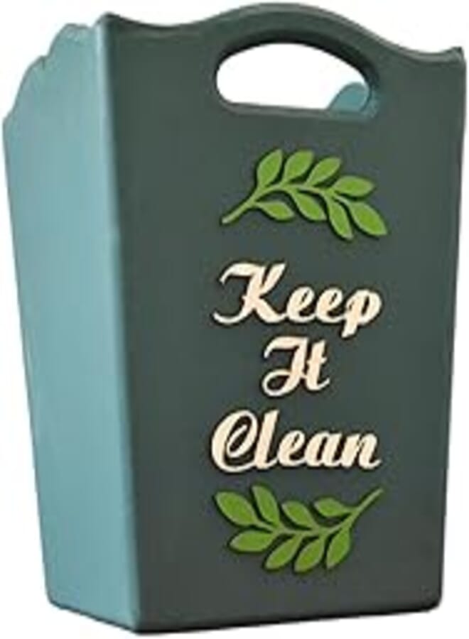 Momentum High-Quality Wood Trash Bin, 31 cm x 25 cm Size, Green