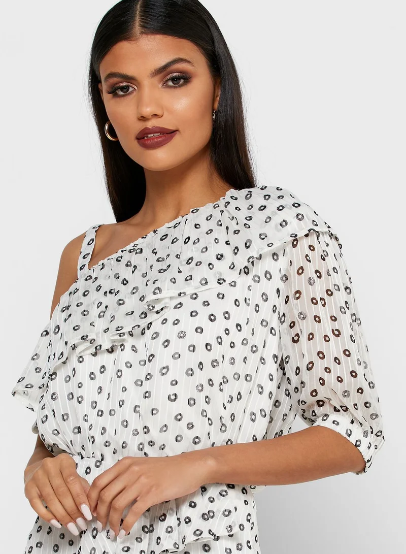 RINA One Sleeve Printed Top