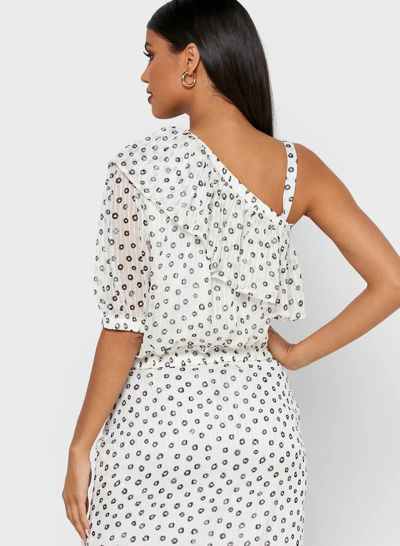 RINA One Sleeve Printed Top