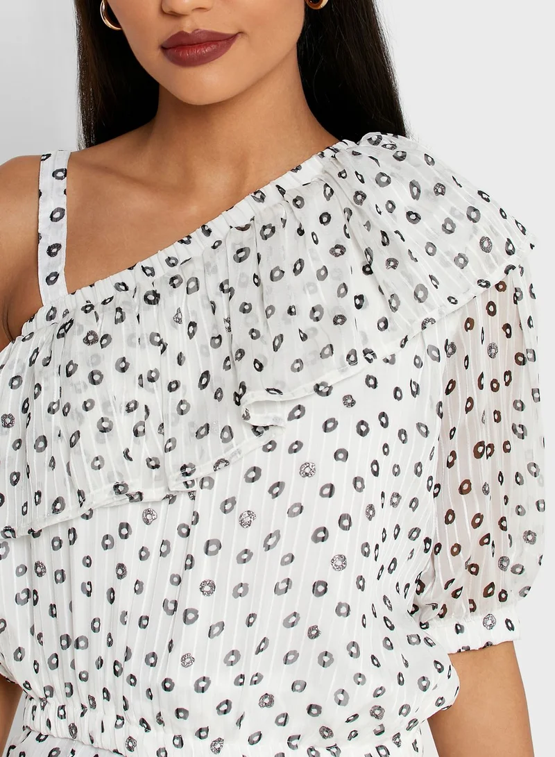 RINA One Sleeve Printed Top