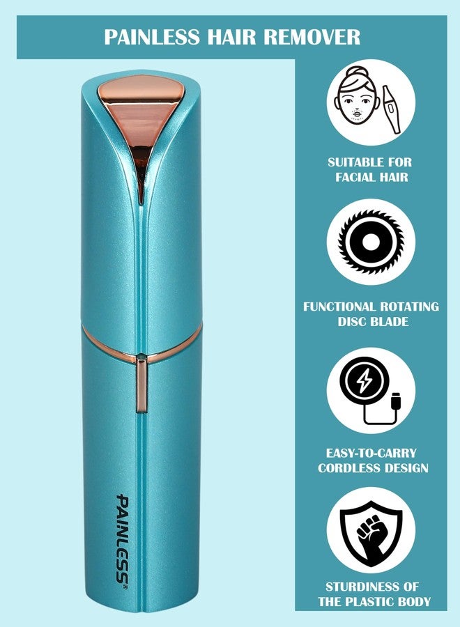 بينليس مزيل شعر الوجه للنساء، مزيل شعر غير مؤلم، ماكينة حلاقة مقاومة للماء مع ضوء LED لإزالة شعر الوجه ومنطقة البكيني والشعر الخفيف وأعلى الشارب والشفة والذقن (أخضر) - Image 3