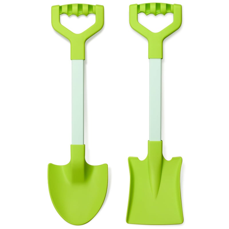 QINGLER 20 Long Sand Beach Shovels for Kids Heavy Duty Plastic Summer Sand Scoops Spades Toy Sandbox Garden Snow Digging Play Gift Set Party Bundle 2 Pack Green - Image 3
