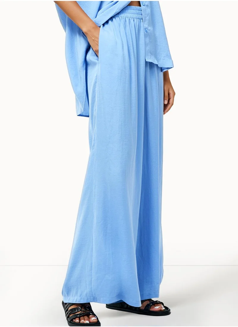 فرنش كونكشن Plain/Basic Relaxed Polyester Mid-Rise Pants