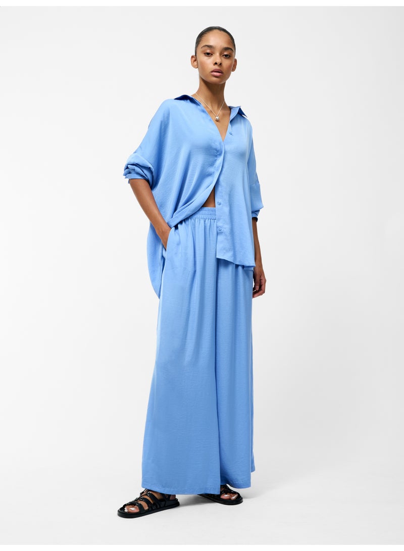 فرنش كونكشن بنطلون واسع الساق من البوليستر بتدفق هواء دمشقي - Image 4