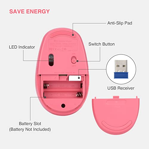 Rii Wireless Mouse RM700 2.4G Silent Mouse with USB Nano Receiver for Laptop,PC,Mac,Chromebook,Windows (Pink) - Image 5