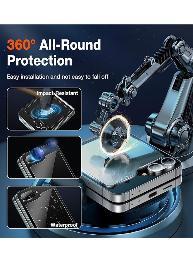 مستقبل نوفا [6 عبوات] واقي شاشة Samsung Galaxy Z Flip 6، قطعتان من واقي الشاشة الخلفي المصنوع من الزجاج المقوى، قطعتان من واقي عدسة الكاميرا، قطعتان من غشاء الشاشة الداخلي المرن، حساس للمس، مادة TPU المرنة المقاومة للخدش لمدة 24 ساعة والتي تلتئم ذاتيًا - Image 5