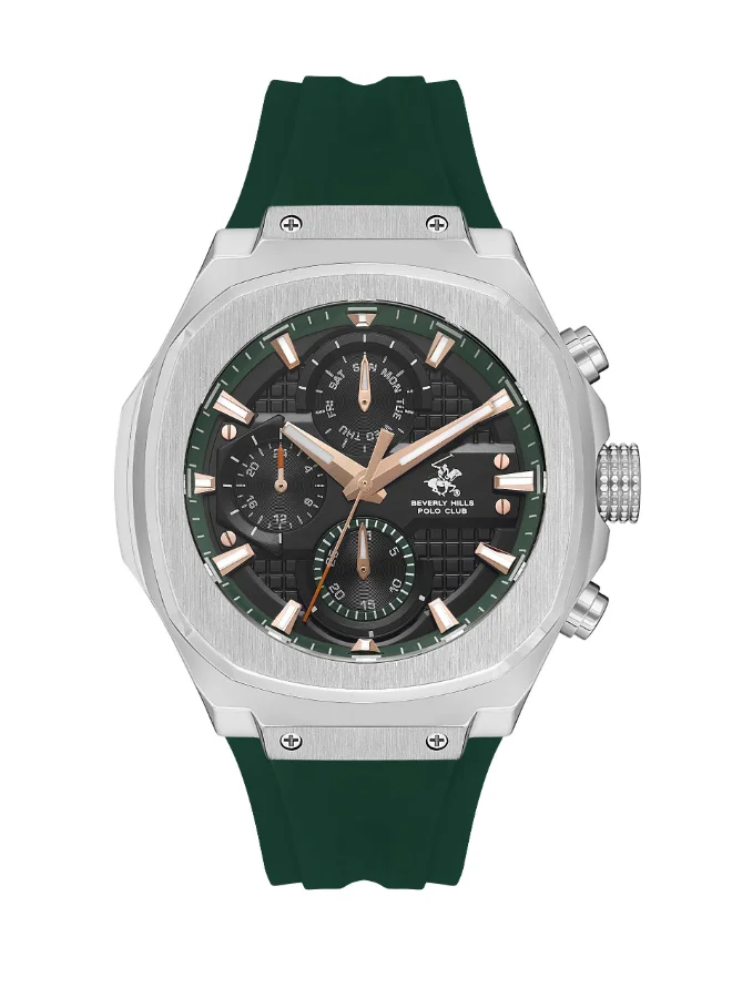 BEVERLY HILLS POLO CLUB Polo Club Men's Watch, Multi Function Display and Silicone Strap - BP3623X.355, Green