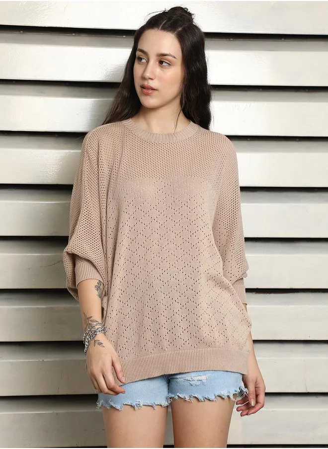 HIGH STAR Relaxed Fit Batwing Sleeves Knit Top