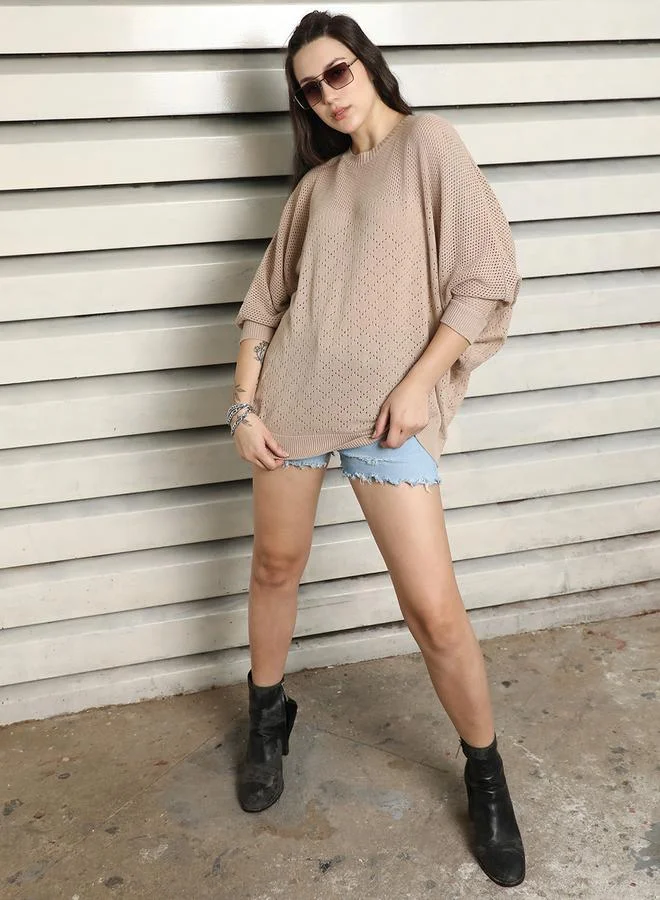 HIGH STAR Relaxed Fit Batwing Sleeves Knit Top by Styli