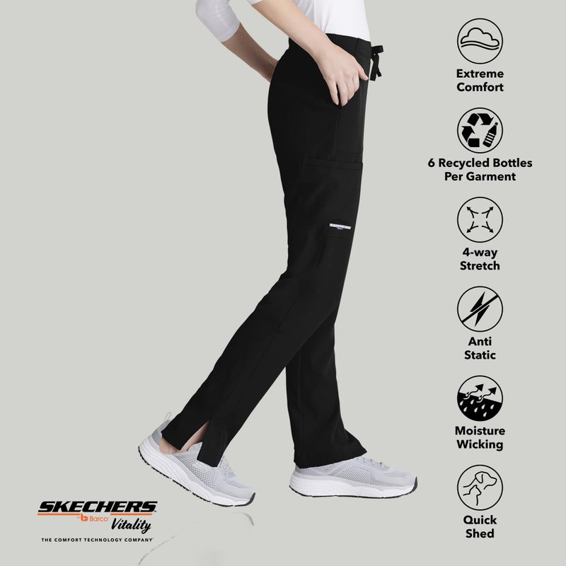 BARCO Skechers Vitality Charge Slim Fit Scrub Jogger for Women â€“ Black, Mid-Rise, 4-Pocket Bottoms w/ 4-Way Stretch â€“ Moisture Wicking, Quick-Shed, Anti-Static â€“ Large, Regular Fit - Image 5