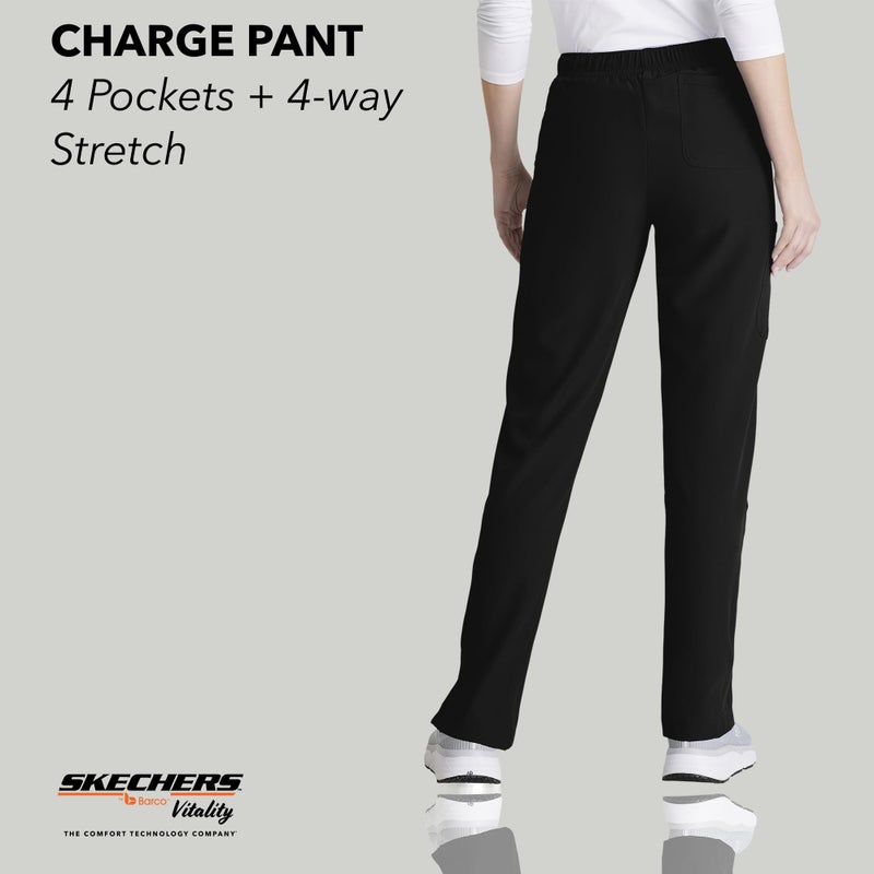 BARCO Skechers Vitality Charge Slim Fit Scrub Jogger for Women â€“ Black, Mid-Rise, 4-Pocket Bottoms w/ 4-Way Stretch â€“ Moisture Wicking, Quick-Shed, Anti-Static â€“ Large, Regular Fit - Image 4