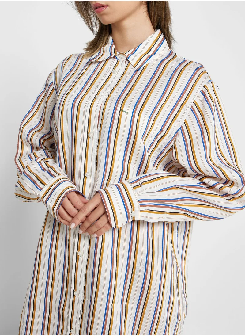 TOMMY HILFIGER Striped Button Detail Shirt Dress