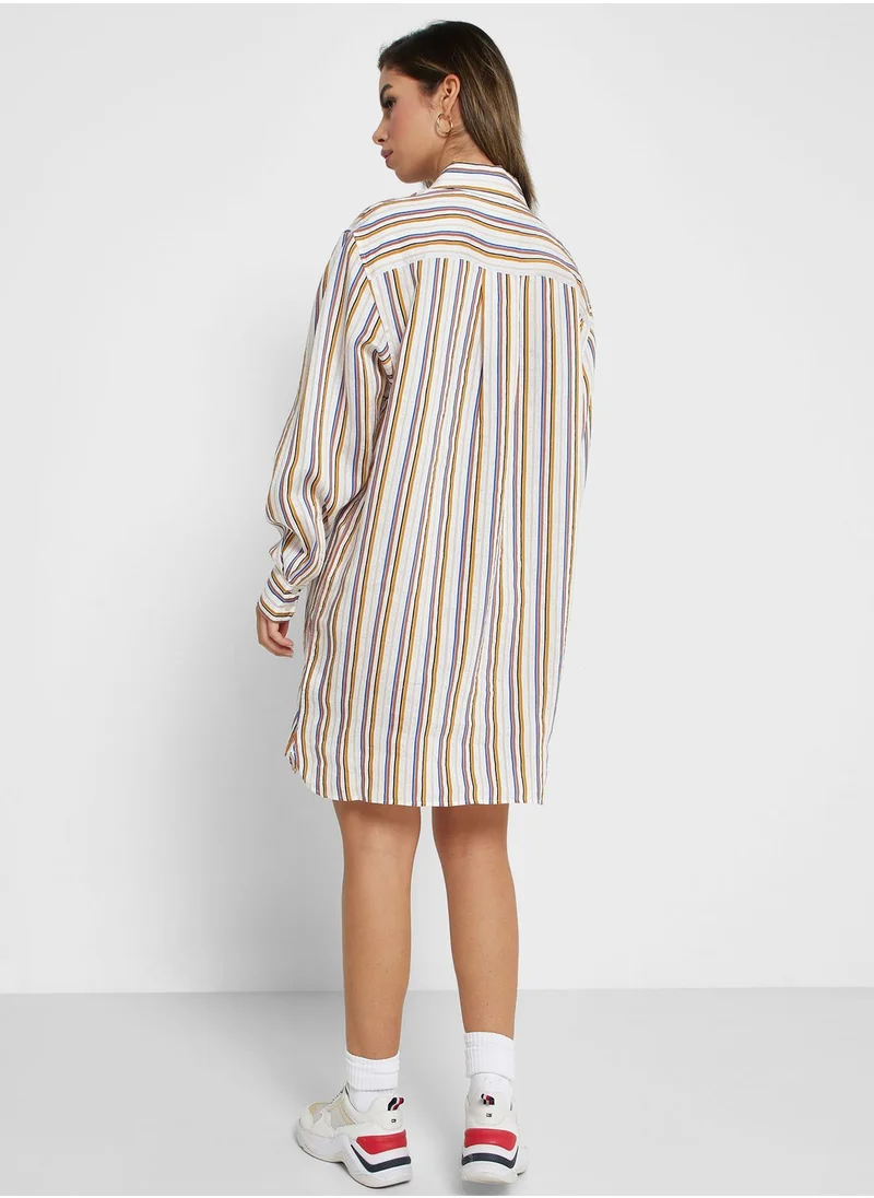 TOMMY HILFIGER Striped Button Detail Shirt Dress