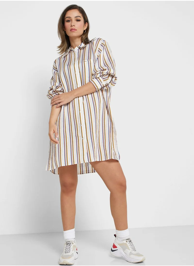 TOMMY HILFIGER Striped Button Detail Shirt Dress