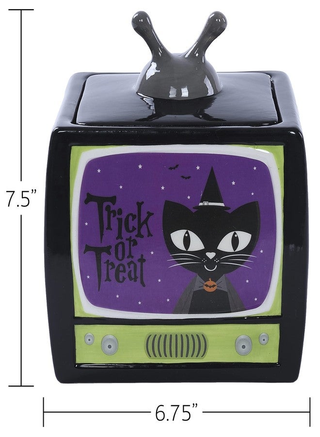 ستيفاني إمبورتس - علبة بسكويت سيراميك بتصميم تلفزيوني عتيق مستوحى من الهالوين وعطلات الخريف - Image 2