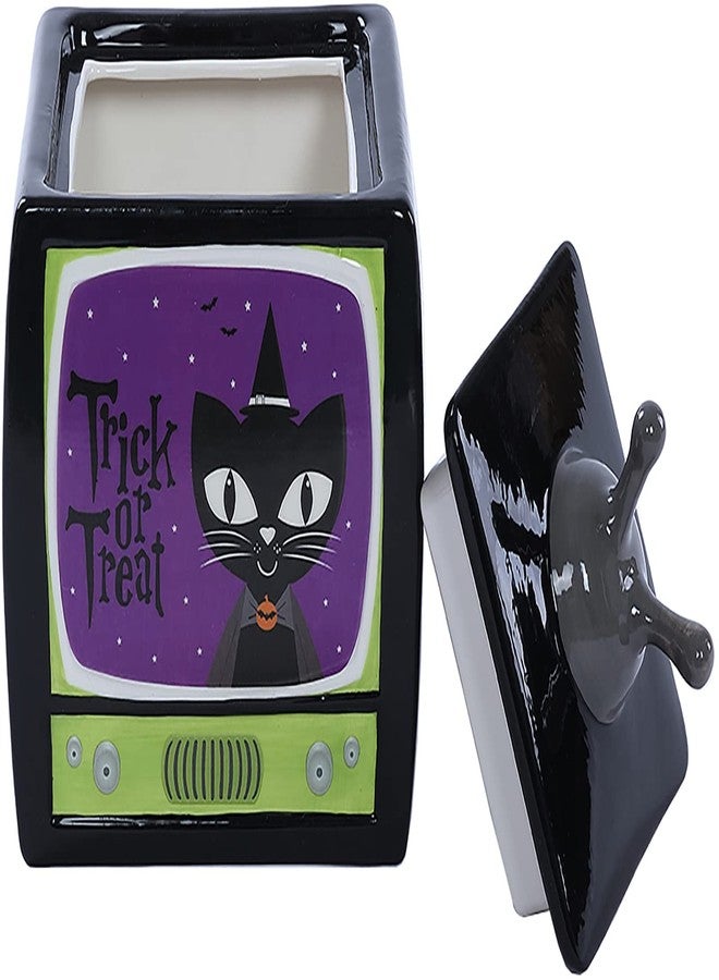 ستيفاني إمبورتس - علبة بسكويت سيراميك بتصميم تلفزيوني عتيق مستوحى من الهالوين وعطلات الخريف - Image 4