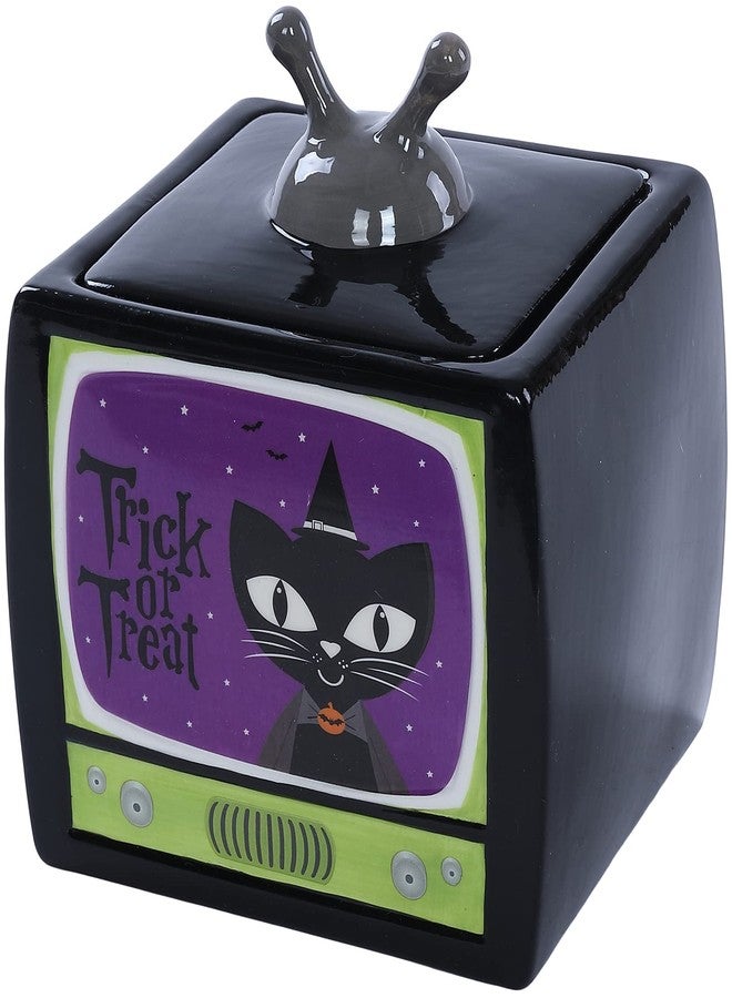 ستيفاني إمبورتس - علبة بسكويت سيراميك بتصميم تلفزيوني عتيق مستوحى من الهالوين وعطلات الخريف - Image 3