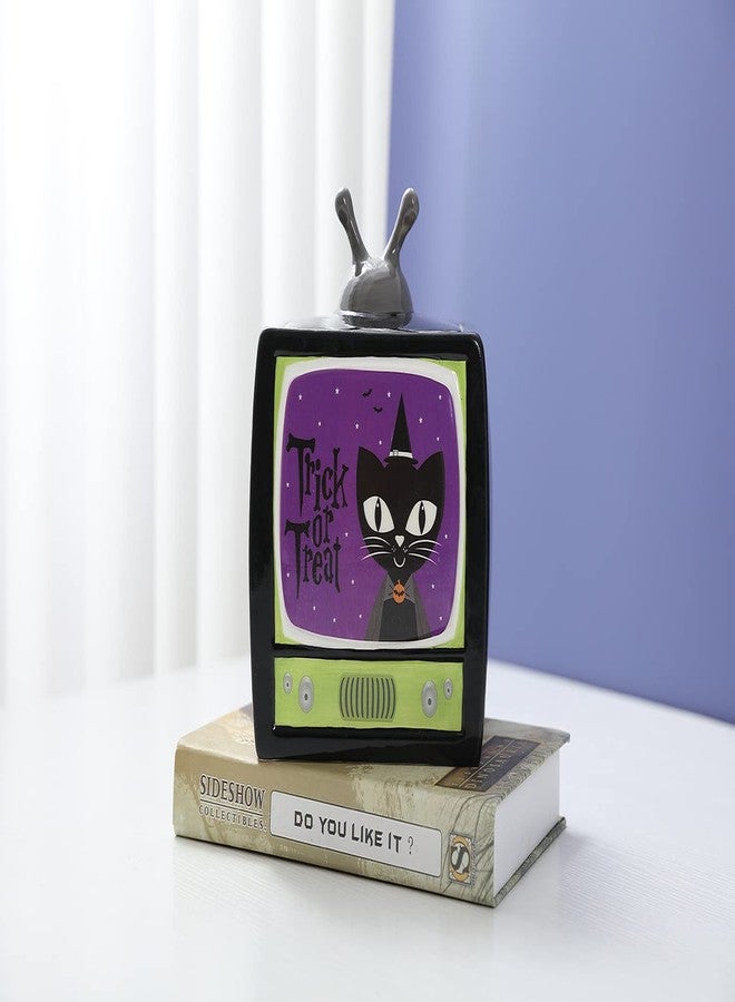 ستيفاني إمبورتس - علبة بسكويت سيراميك بتصميم تلفزيوني عتيق مستوحى من الهالوين وعطلات الخريف - Image 5