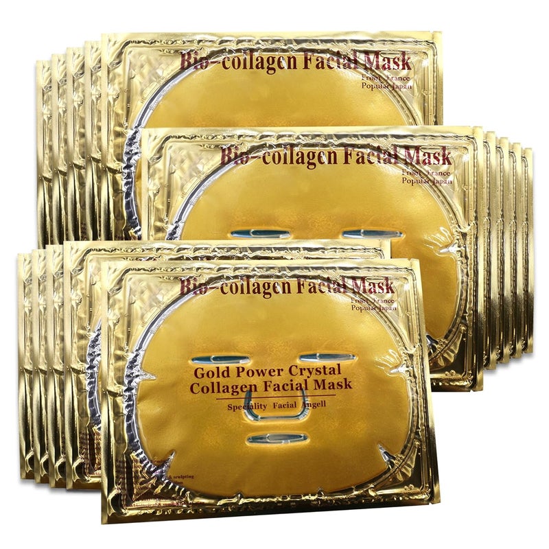 Jakuva 24k Gold Gel Facial MaskSkinCare Facial Patch Collagen Face Mask for Moisturizing Puffiness Anti Wrinkle and Hydrateing Your Beautiful Face 15PCS