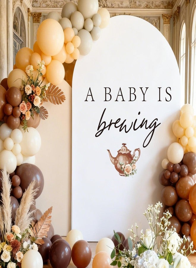 Dvehdbay Tea Party Baby Shower Decorations - A Baby Is Brewing Sign for Backdrop Balloons Arch, Tea Theme First Birthday Decorations for Girl, Brown One Year Old Wall Decor, 1st Party Banner Supplies for Boy - Image 3