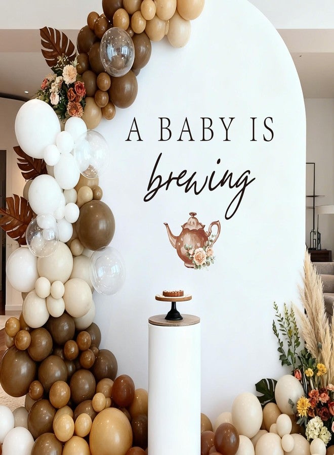Dvehdbay Tea Party Baby Shower Decorations - A Baby Is Brewing Sign for Backdrop Balloons Arch, Tea Theme First Birthday Decorations for Girl, Brown One Year Old Wall Decor, 1st Party Banner Supplies for Boy - Image 5
