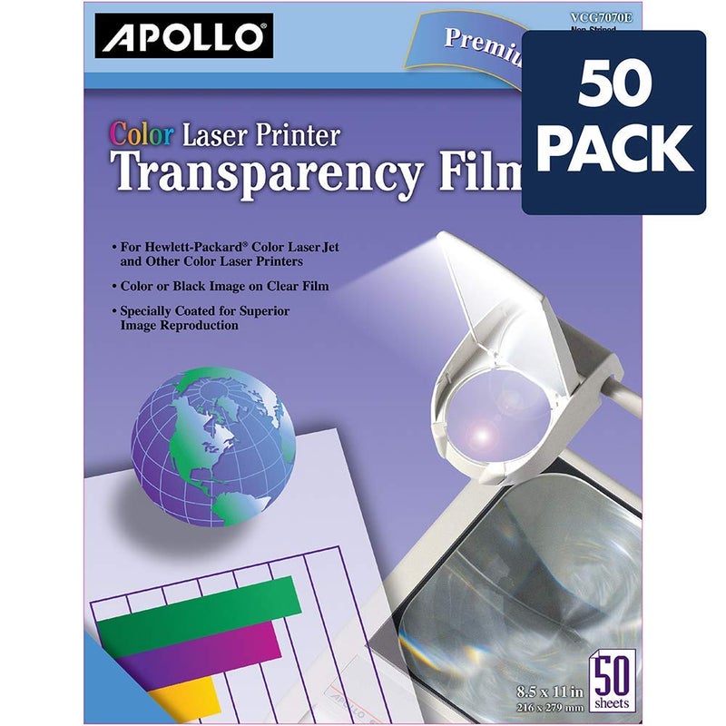APOLLO Transparency Film for Laser Printers, Color, 50 Sheets/Pack (VCG7070), Clear - Image 2