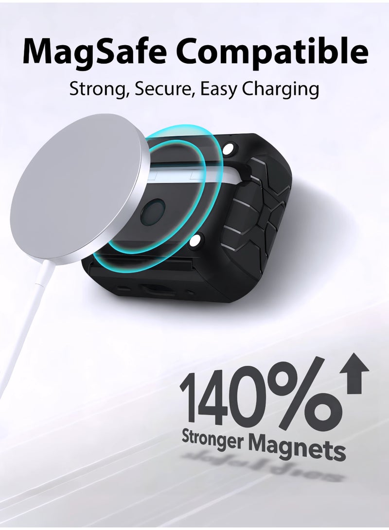 ARX AirPods Pro 3 Case with Secure Lock & Carabiner Clip, Rugged Shockproof Protective Cover (MagSafe Compatible, Front LED Visible) – Black - Image 4