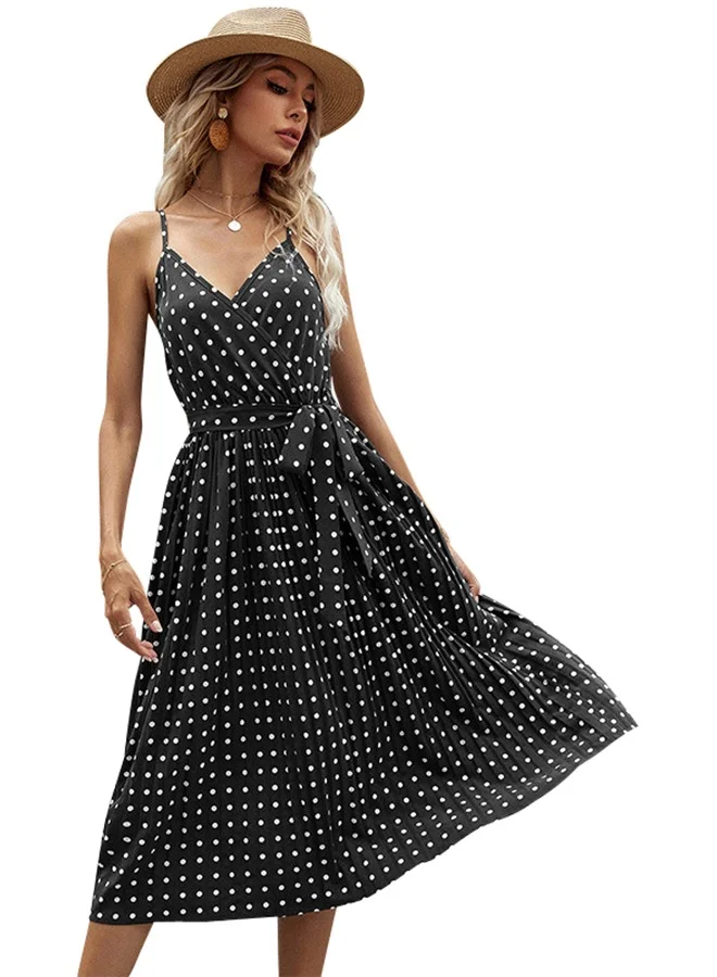 يونيكي Black Polka Dot Print Mini Dress