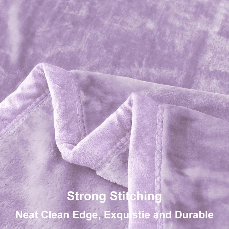 JYK Korean Faux Mink Fleece Blanket King 4.4 LB, 1 Ply Extra Soft,Lightweight Breathable Pluss Fuzzy Cozy King Blanket for Couch Sofa Bed Camping 87x95 Inches, Light Purple - Image 5