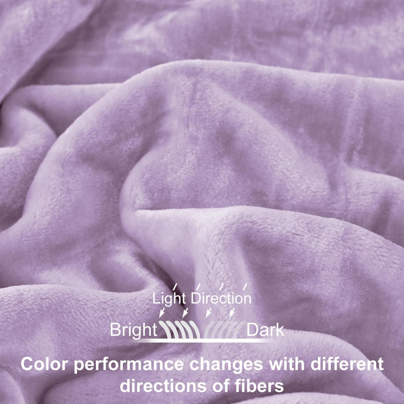 JYK Korean Faux Mink Fleece Blanket King 4.4 LB, 1 Ply Extra Soft,Lightweight Breathable Pluss Fuzzy Cozy King Blanket for Couch Sofa Bed Camping 87x95 Inches, Light Purple - Image 3