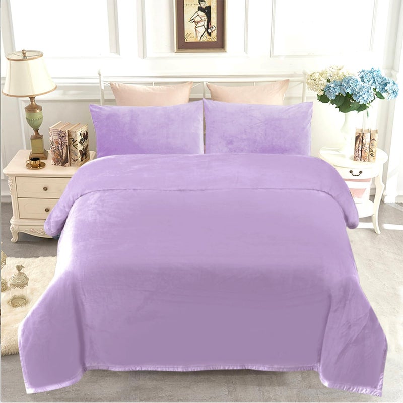 JYK Korean Faux Mink Fleece Blanket King 4.4 LB, 1 Ply Extra Soft,Lightweight Breathable Pluss Fuzzy Cozy King Blanket for Couch Sofa Bed Camping 87x95 Inches, Light Purple - Image 2