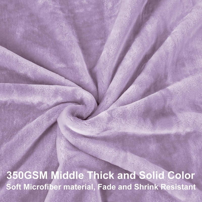 JYK Korean Faux Mink Fleece Blanket King 4.4 LB, 1 Ply Extra Soft,Lightweight Breathable Pluss Fuzzy Cozy King Blanket for Couch Sofa Bed Camping 87x95 Inches, Light Purple - Image 4