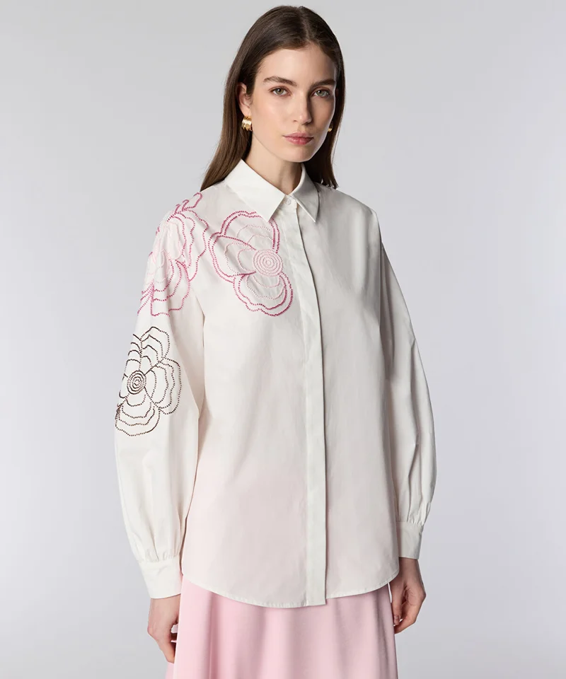 Ipekyol Floral Embroidered Poplin Shirt