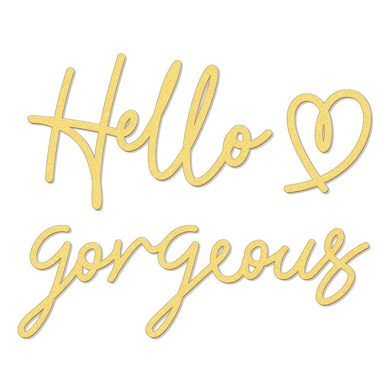 Bnesi Hello Gorgeous Heart Sign Wall Decor Black Metal Wall Decor Modern Hello Gorgeous Elegant Metal Wall Art Decor for Bathroom, Bedroom, Lash room (Gold, Large) - Image 1