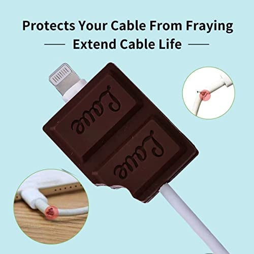 KACA Silicone Cute Charging Cable Wire Protector, Cord Protection Compatible for Android USB, Type-C and Camera Cable/Smartphone/iPhone Charging Cables- (Random Design) Set of 2, Multi-Colour - Image 3