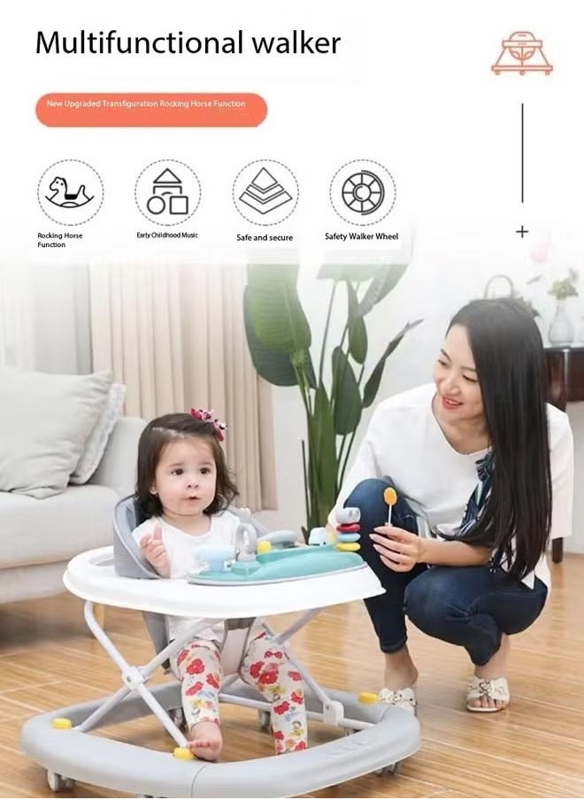 Vinnatsu Baby Walker Suitable For 6-24 Months Boy Girl Infant multi-functional  Foldable 3 in 1 Baby Push Walker With tray and toys Blue  - Image 3