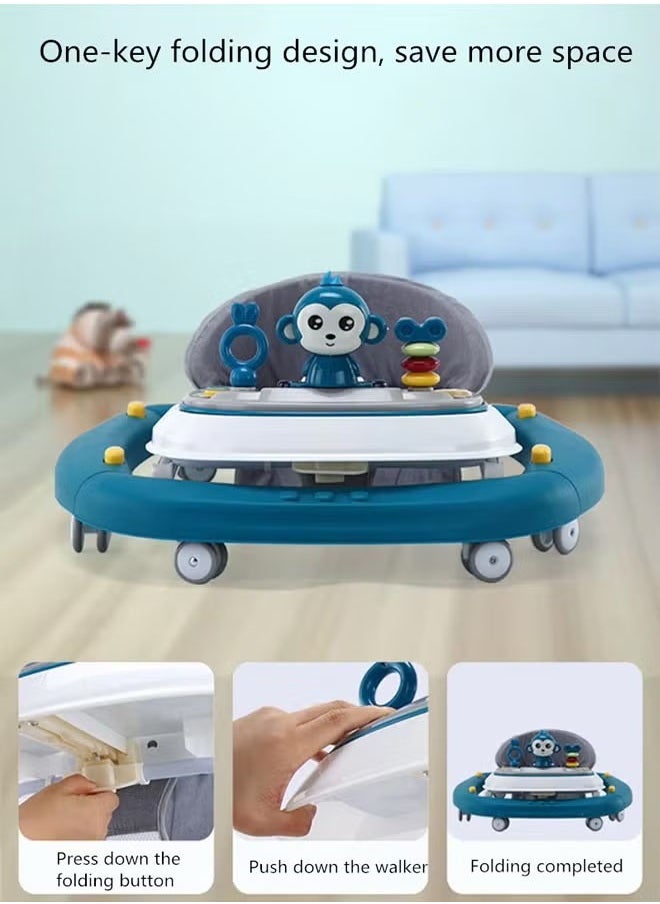 Vinnatsu - Baby Walker Suitable For 6-24 Months Boy Girl Infant multi-functional  Foldable 3 in 1 Baby Push Walker With tray and toys Blue - Image 1