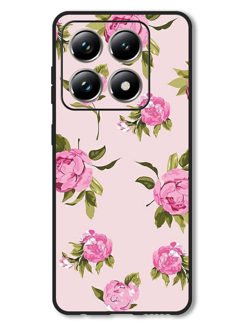 Theodor Case Compatible with Xiaomi 14T Pro Protection Shockproof Bumper Cover Hand Painting Pink Flower - Image 1