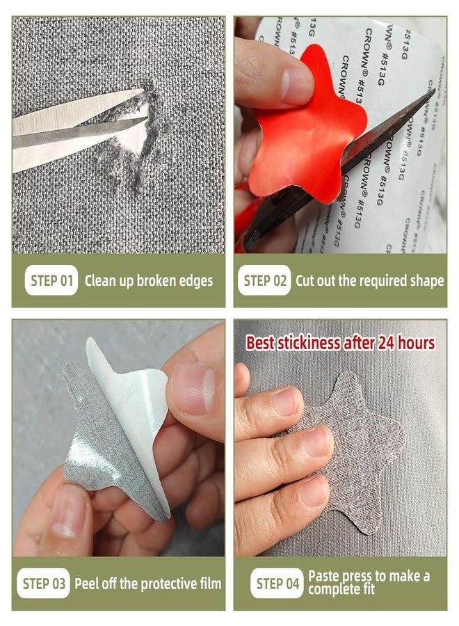 ZESION 2Pcs Self-Adhesive Linen Fabric Patches, Quick Repair for Sofas, Tents, Car Seats/8" x 11", Grey - Image 4